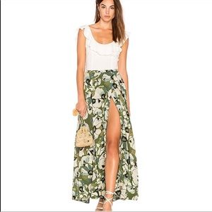 Free People Green Floral Maxi Skirt